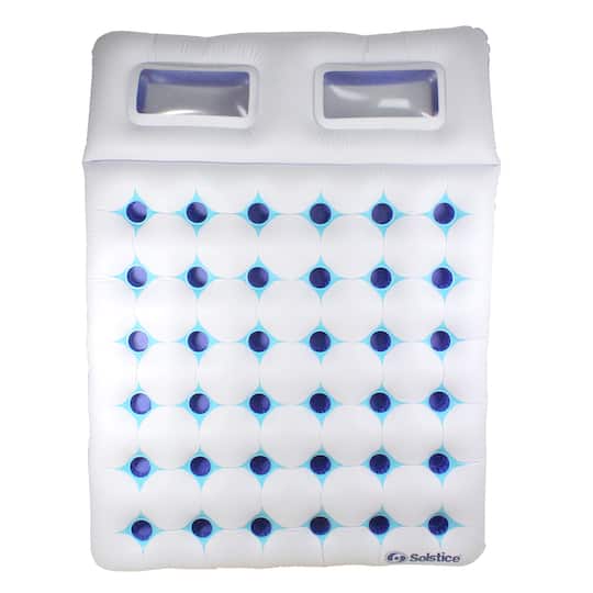 76" White & Blue 36 Pocket Dual Window Inflatable Pool Air Mattress